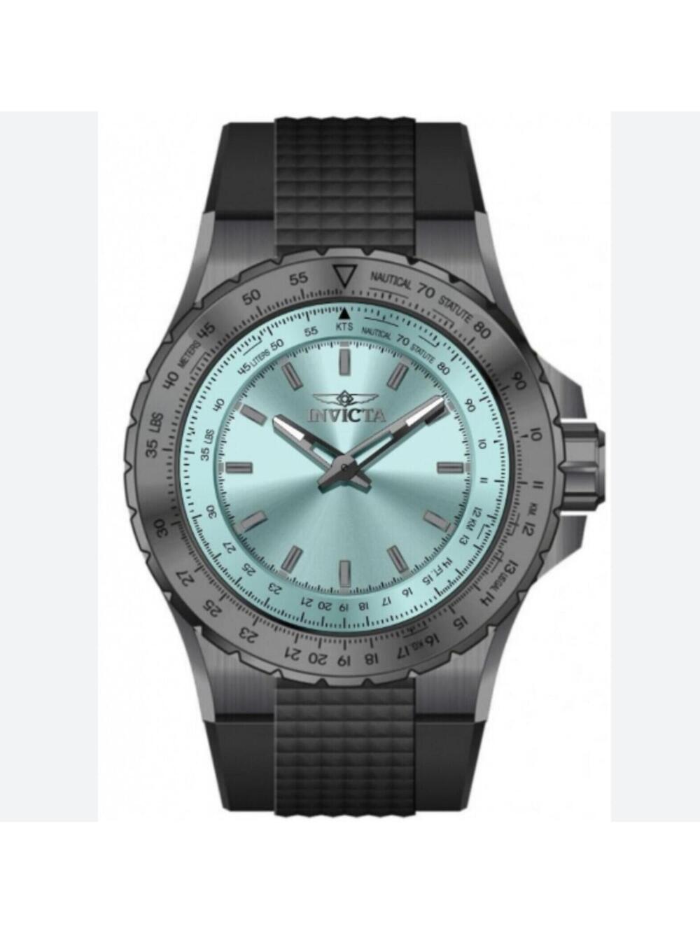 Invicta Men’s Black Silicone Strap Analog Watch aqua dial